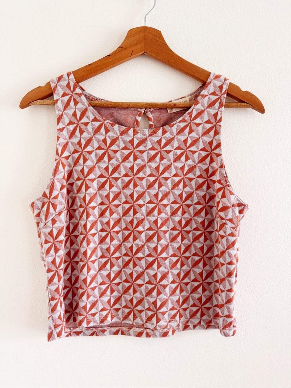 Altar'd State Geo-Print Tank Top in Rust and Grey Blue Large